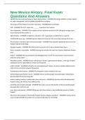 New Mexico History  Final Exam Questions And Answers