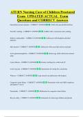 ATI RN Nursing Care of Children Proctored  Exam  UPDATED ACTUAL  Exam  Questions and CORRECT Answers 