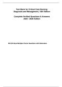 Test Bank for Critical Care Nursing&colon; Diagnosis and Management 10th Edition   Complete Verified Questions & Answers  2025 &sol; 2026 Edition