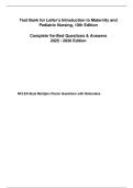Test Bank for Leifer&rsquo;s Introduction to Maternity and  Pediatric Nursing&comma; 10th Edition Verified Questions & Answers  2025 &sol; 2026