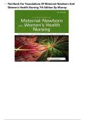 TEST BANK FOR FOUNDATIONS OF MATERNAL-NEWBORN AND WOMEN&rsquo;S HEALTH NURSING 7TH EDITION BY MURRAY