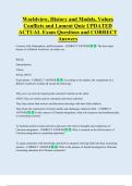 Worldview&comma; History and Models&comma; Values  Conflicts and Lament Quiz UPDATED   ACTUAL Exam Questions and CORRECT  Answers