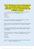 COUC 502 Human Growth and Development  Quiz&colon; Prenatal Development and Infancy  UPDATED  ACTUAL Exam Questions and  CORRECT Answers