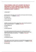 TEXAS GENERAL LINES LIFE&comma; ACCIDENT AND HEALTH  INSURANCE 2 LATEST VERSION ACTUAL EXAM WITH  COMPLETE 500 QUESTIONS AND CORRECT DETAILED  ANSWERS&vert;ALREADY GRADED A&plus; 