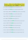 Week 5 - ENGL 101 UPDATED ACTUAL   Exam Questions and CORRECT Answers
