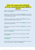 ENGL 101 Commas Quiz UPDATED  ACTUAL  Exam Questions and CORRECT  Answers
