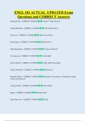 ENGL 101 ACTUAL  UPDATED Exam  Questions and CORRECT Answers 