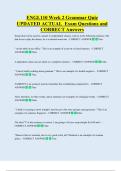ENGL110 Week 2 Grammar Quiz  UPDATED ACTUAL  Exam Questions and  CORRECT Answers 