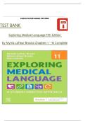 Test Bank for Exploring Medical Language 11th Edition by Myrna LaFleur Brooks&semi; Danielle LaFleur Brooks&semi; Dale M Levinsky Chapter 1-16 Complete Guide