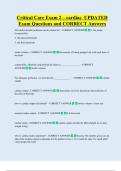 Critical Care Exam 2 &ndash; cardiac  UPDATED  Exam Questions and CORRECT Answers