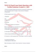 NUR 311 Final Exam Study Questions with Verified Solutions Graded A&plus; 2025