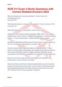 NUR 311 Exam 4 Study Questions with Correct Detailed Answers 2025