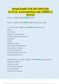 Mental Health NUR 256 UPDATED   ACTUAL  Exam Questions and CORRECT  Answers