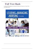 TEST BANK For Leading and Managing in Nursing&comma; 8th Edition by Patricia S&period; Yoder-Wise&comma; Susan Sportsman&vert; Verified Chapter's 1 - 30 &vert; Complete