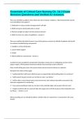 Essentials of Critical Care Nursing Ch&period; 1& 2 Exam Revision Questions and Verified A&plus; Answers