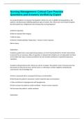 Nursing Management&colon; Critical Care Practice Questions and Answers Verified by Expert