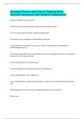 Nursing Process and Critical Thinking Exam Revision Questions with Verified Explanations