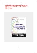 TEST BANK FOR Health Assessment in Nursing 7th Edition by Weber Chapters 1 &ndash; 34 questions and answers verified 100 ISBN&colon; 9781975161156