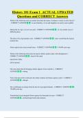 History 101 Exam 1  ACTUAL UPDATED     Questions and CORRECT Answers 