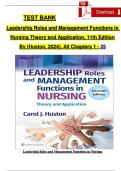 TEST BANK Leadership Roles and Management Functions in Nursing&colon; Theory and Application 11th Ed by Carol J&period; Huston Chapter 1-25