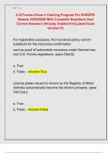 U&period;S Forces Driver&rsquo;s Training Program For EUROPE  Newest 2025&sol;2026 With Complete Questions And  Correct Answers &vert;Already Graded A&plus;&vert;&vert;Latest Exam  Version&excl;&excl;&excl;&vert;