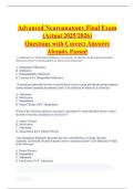 Advanced Neuroanatomy Final Exam &lpar;Actual 2025&sol;2026&rpar; Questions with Correct Answers Already Passed