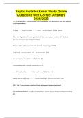 Septic installer Exam Study Guide Questions with Correct Answers 2025&sol;2026