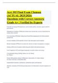 Acct 303 Final Exam Clemson &lpar;ACTUAL 2025&sol;2026&rpar; Questions with Correct Answers&vert; Grade A&plus; &vert; Verified by Experts