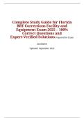 Complete Study Guide for Florida BRT Corrections Facility and Equipment Exam 2025 &ndash; 100&percnt; Correct Questions and Expert-Verified Solutions