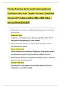 Bundle for Florida Painting Contractor Licensing Exam Test Questions And Correct Answers &lpar;Verified Answers&rpar; Plus Rationales 2025&sol;2026 Q&A &vert; Instant Download Pdf