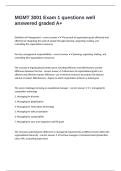 MGMT 3001 Exam 1 questions well answered graded A&plus;