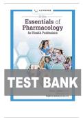 Test Bank for Essentials of Pharmacology for Health Professions 9th Edition (Cengage, 2022) by Bruce Colbert, Adam James and Elizabeth Katrancha, Isbn no; 9780357618301, all 27 Chapters Covered