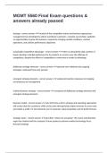 MGMT 5560 Final Exam questions & answers already passed
