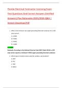 Bundle for Florida Electrical Contractor Licensing Exam Test Questions And Correct Answers &lpar;Verified Answers&rpar; Plus Rationales 2025&sol;2026 Q&A &vert; Instant Download Pdf