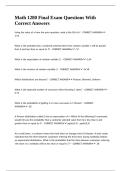 Math 1280 Final Exam Questions With Correct Answers&period;