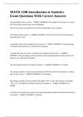 MATH 1280 Introduction to Statistics Exam Questions With Correct Answers 