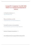 Georgia PCA Competency Test 2025&ndash;2026 Patient Care Assistant Exam Questions & Answers