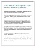 ASCP Board of Certification MLT exam questions with accurate detailed solutions 