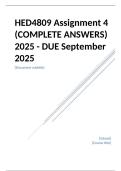 HED4809 Assignment 4 &lpar;COMPLETE ANSWERS&rpar; 2025 - DUE September 2025