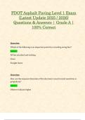 FDOT Asphalt Paving Level 1 Exam &lpar;Latest Update 2025 &sol; 2026&rpar; Questions & Answers &vert; Grade A &vert; 100&percnt; Correct