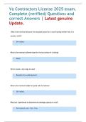 Va Contractors License 2025 exam&period; Complete &lpar;verified&rpar; Questions and correct Answers &vert; Latest genuine Update&period;
