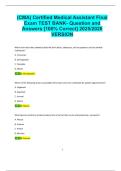 &lpar;CMA&rpar; Certified Medical Assistant Final  Exam TEST BANK- Question and  Answers &lbrack;100&percnt; Correct&rsqb; 2025&sol;2026  VERSION