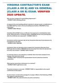 VIRGINIA CONTRACTOR'S EXAM &lpar;CLASS A OR B&rpar; AND VA GENERAL &lpar;CLASS A OR B&rpar; EXAM&period; VERIFIED 2025 UPDATE&period;
