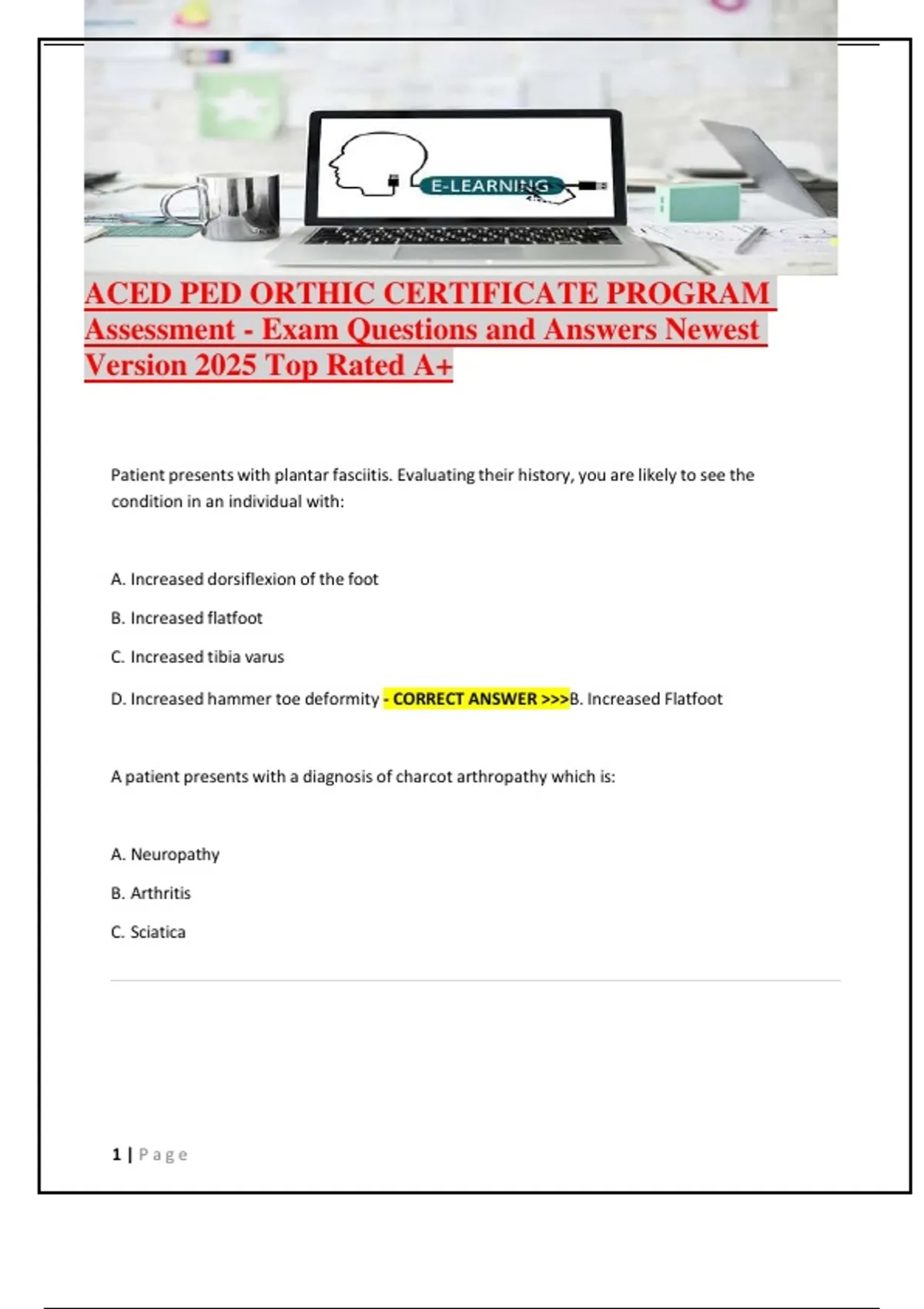 ACED PED ORTHIC CERTIFICATE PROGRAM Assessment - Exam Questions and ...