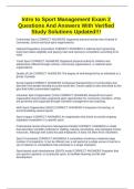 Intro to Sport Management Exam 2 Questions And Answers With Verified Study Solutions Updated&excl;&excl;&excl;