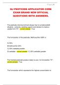 NJ PESTICIDE APPLICATOR CORE  EXAM BRAND NEW OFFICIAL  QUESTIONS WITH ANSWERS&period; 