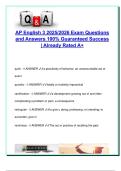 AP English Language and Composition 2025&sol;2026 &ndash; 20&plus; Verified Vocabulary Terms with Definitions and Examples &lpar;Graded A&plus;&rpar;