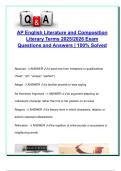 AP English Literature and Composition Literary Terms 2025&sol;2026 &ndash; 200&plus; Complete Definitions for Poetry&comma; Prose&comma; Rhetoric & Drama &lpar;Fully Solved Q&A Set&rpar;