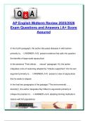 AP English Midterm Review 2025&sol;2026 &ndash; 50&plus; Practice Questions with Answer Explanations on Rhetorical Analysis&comma; Argumentation & Passage Interpretation