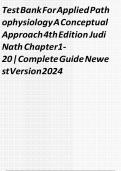 Test Bank for Applied Pathophysiology 4th Edition by Judi Nath &vert; Chapter 1-20 Complete Guide 2025